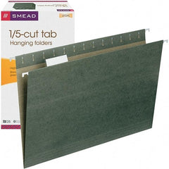 SMEAD - 14-5/8 x 9-1/2", Legal, Standard Green, Hanging File Folder - 11 Point Stock, 1/5 Tab Cut Location - Apex Tool & Supply