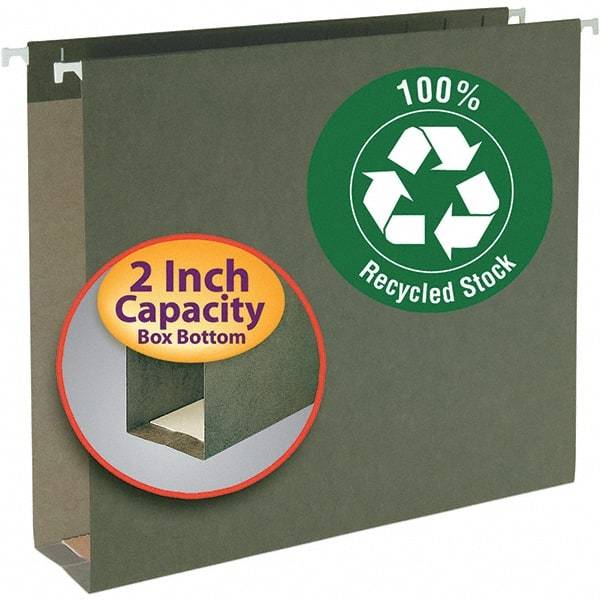 SMEAD - 9-1/2 x 14-1/2", Letter Size, Standard Green, Hanging File Folder - 11 Point Stock - Apex Tool & Supply