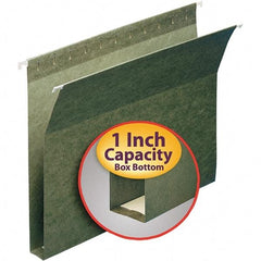 SMEAD - 12-1/4 x 9-1/2", Letter Size, Standard Green, Hanging File Folders with Box Bottom - 11 Point Stock - Apex Tool & Supply