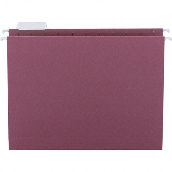 SMEAD - 12-1/4 x 9-1/2", Letter Size, Maroon, Hanging File Folder - 11 Point Stock, 1/5 Tab Cut Location - Apex Tool & Supply