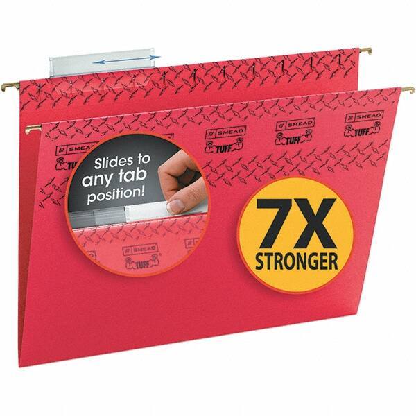 SMEAD - 12-1/4 x 9-1/2", Letter Size, Red, Hanging File Folder - 11 Point Stock, 1/3 Tab Cut Location - Apex Tool & Supply