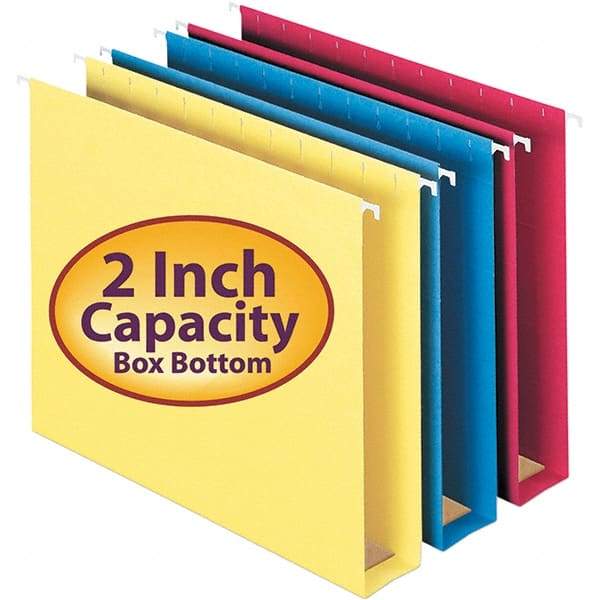 SMEAD - 12-1/4 x 9-1/2", Letter Size, Assorted Colors, Hanging File Folders with Box Bottom - 11 Point Stock, 1/5 Tab Cut Location - Apex Tool & Supply