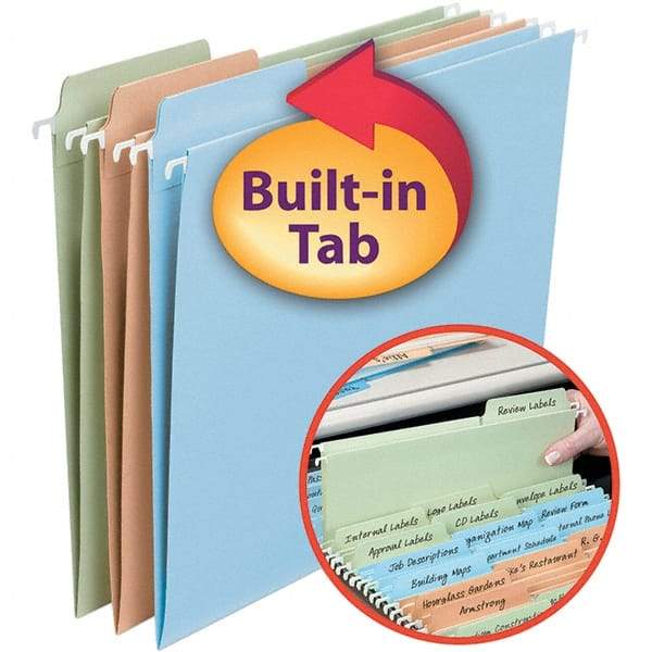 SMEAD - 12-1/4 x 9-1/2", Letter Size, Assorted Colors, Hanging File Folder - 11 Point Stock, 1/3 Tab Cut Location - Apex Tool & Supply