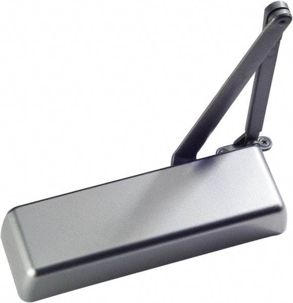 Ability One - 12" Closer Body Length, Institutional Grade 1 Door Closer Manual Damper - Aluminum Finish, Non-Handed - Apex Tool & Supply