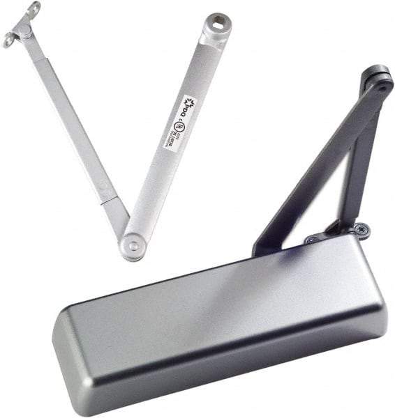 Ability One - 12" Closer Body Length, Institutional Grade 1 Door Closer Manual Damper - Aluminum Finish, Non-Handed - Apex Tool & Supply