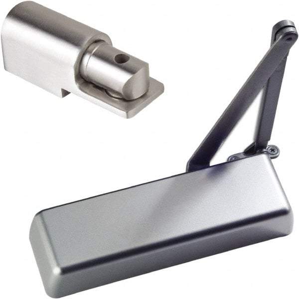 Ability One - 12" Closer Body Length, Commercial Grade 1 Door Closer Manual Damper - Aluminum Finish, Non-Handed - Apex Tool & Supply