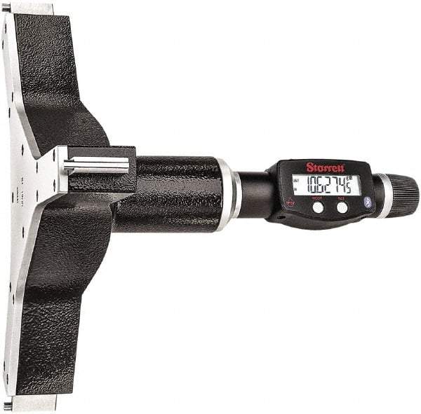 Starrett - 10" to 11", IP67, Carbide Face Electronic Inside Micrometer - 0.00005" Resolution, 0.00035" Accuracy, 4-5/8" Gage Depth - Apex Tool & Supply