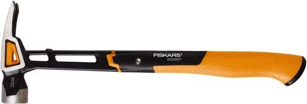 Fiskars - 22 oz Head, Straight Framing Hammer - 16" OAL, Forged Steel Head, 1-5/16" Face Diam, Milled Face - Apex Tool & Supply