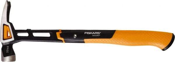Fiskars - 20 oz Head, Straight Nail Hammer - 15-1/2" OAL, Forged Steel Head, 1-1/4" Face Diam, Smooth Face - Apex Tool & Supply