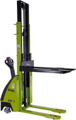 Vestil - 2,500 Lb Capacity, 89" Lift Height, Battery Operated Self-Propelled Electric Stacker - 45" Fork Length x 22" Fork Width - Apex Tool & Supply