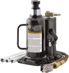 Omega Lift Equipment - 12 Ton Capacity Hydraulic Bottle Jack - 9-1/2" to 18-1/2" High, 9" Piston Stroke, 6-1/4" Long x 7-7/8" Wide Base - Apex Tool & Supply