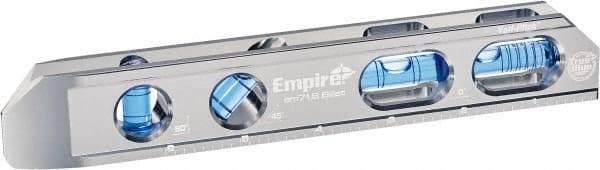 Empire Level - Magnetic 8" Long 4 Vial I-Beam Level - Metal, Silver, 2 Level & 1 Plumb & 1 45° Vials - Apex Tool & Supply