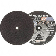 WALTER Surface Technologies - 4" 24 Grit Aluminum Oxide Cutoff Wheel - 1/16" Thick, 1/4" Arbor, 19,100 Max RPM, Use with Die Grinders - Apex Tool & Supply