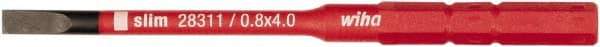 Wiha - 4mm Drive, Slotted Screwdriver Bit - 75mm OAL - Apex Tool & Supply
