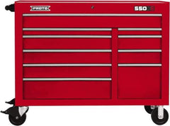 Proto - 23,779 Lb Capacity, 10 Drawer Mobile Workstation - 50" Wide x 25-1/4" Deep x 41" High, Steel, Red - Apex Tool & Supply