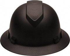 PYRAMEX - ANSI Type I, Class E Rated, 4-Point, Ratchet Adjustment Hard Hat - One Size Fits Most, Graphite, Full Brim - Apex Tool & Supply