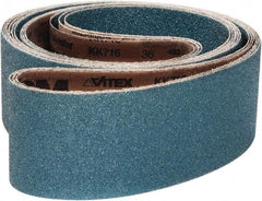 VSM - 6" Wide x 48" OAL, 100 Grit, Zirconia Alumina Abrasive Belt - Zirconia Alumina, Medium, Coated, X Weighted Cloth Backing, Wet/Dry, Series ZK713X - Apex Tool & Supply