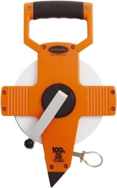 Keson - 100' x 3/8" Tape Measure - 1/10 & 1/100" Graduation - Apex Tool & Supply