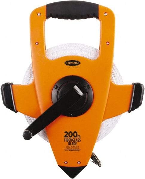 Keson - 200' x 1/2" Tape Measure - 1/8, 1/10 & 1/100" Graduation - Apex Tool & Supply
