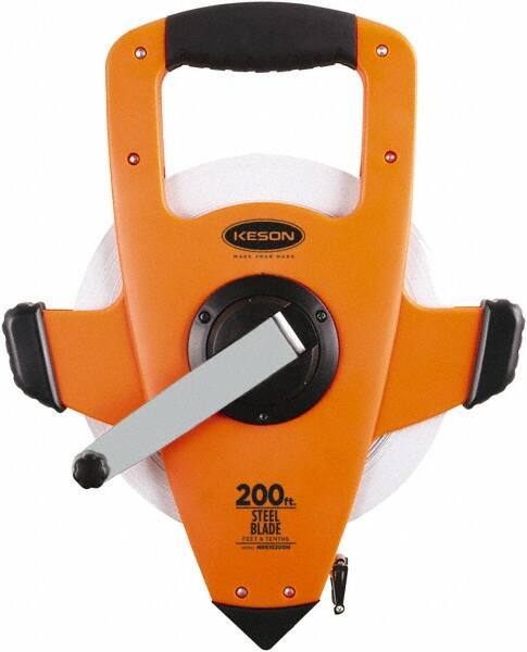 Keson - 200' x 3/8" Tape Measure - 1/10 & 1/100" Graduation - Apex Tool & Supply