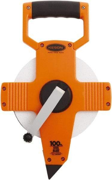 Keson - 100' x 3/8" Tape Measure - 1/10 & 1/100" Graduation - Apex Tool & Supply