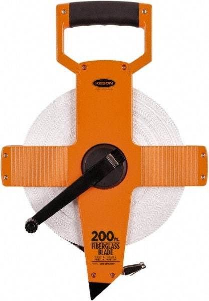 Keson - 200' x 1/2" Tape Measure - 1/8, 1/10 & 1/100" Graduation - Apex Tool & Supply