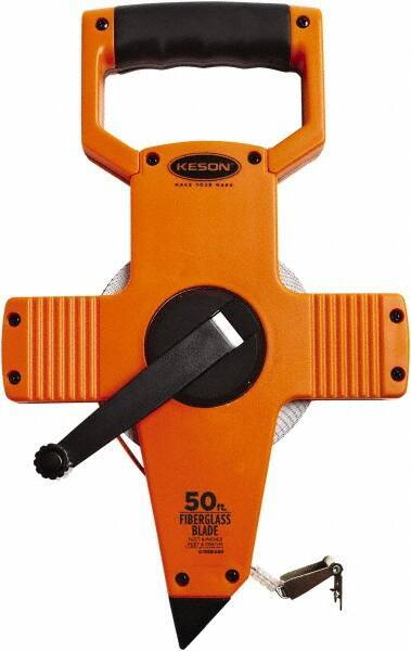 Keson - 50' x 1/2" Tape Measure - 1/8, 1/10 & 1/100" Graduation - Apex Tool & Supply