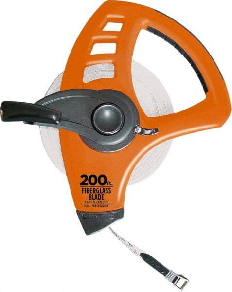Keson - 200' x 1/2" Tape Measure - 1/8, 1/10 & 1/100" Graduation - Apex Tool & Supply
