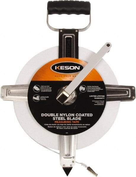 Keson - 300' x 3/8" Tape Measure - 1/10 & 1/100" Graduation - Apex Tool & Supply
