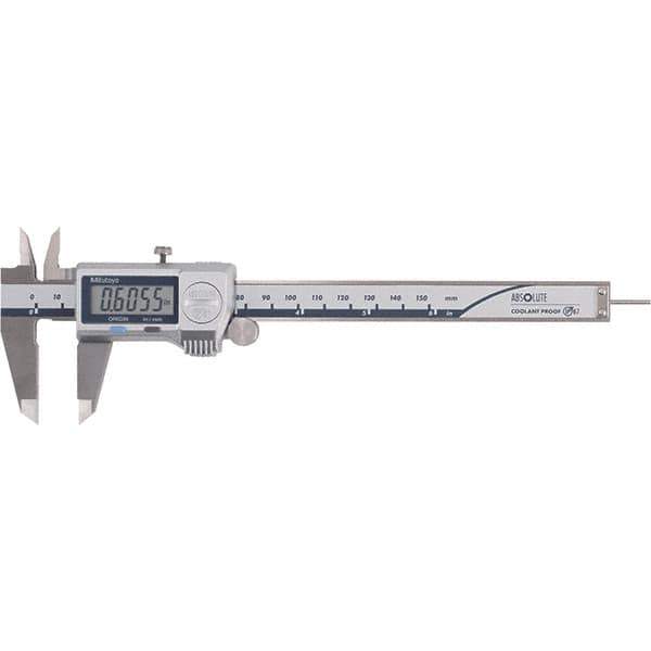Mitutoyo - 0 to 6" Range 0.01mm Resolution, Electronic Caliper - Steel with 40mm Metal Jaws, 0.001" Accuracy - Apex Tool & Supply