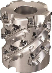 Seco - 30 Inserts, 3.1496" Cut Diam, 1.26" Arbor Diam, 69mm Max Depth of Cut, Indexable Square-Shoulder Face Mill - 90° Lead Angle, 3.5433" High, LOEX-12 Insert Compatibility, Through Coolant, Series Square T4-12 - Apex Tool & Supply