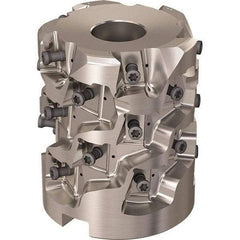Seco - 25 Inserts, 2.4803" Cut Diam, 1.06" Arbor Diam, 58mm Max Depth of Cut, Indexable Square-Shoulder Face Mill - 90° Lead Angle, 2.9528" High, LOEX-12 Insert Compatibility, Through Coolant, Series Square T4-12 - Apex Tool & Supply