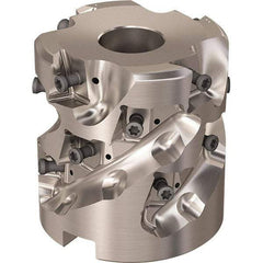 Seco - 16 Inserts, 2.4803" Cut Diam, 1.06" Arbor Diam, 46mm Max Depth of Cut, Indexable Square-Shoulder Face Mill - 90° Lead Angle, 2.5591" High, LOEX-12 Insert Compatibility, Through Coolant, Series Square T4-12 - Apex Tool & Supply