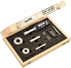 Starrett - 10 to 20mm, 62mm Gage Depth, 0.001mm Resolution, Friction Thimble, IP65 Electronic Inside Hole Micrometer Set - Accurate to 0.004mm, 1 Head, 3 Anvils, 2 Setting Rings, Data Output, Instant Inch/Millimeter Conversion - Apex Tool & Supply