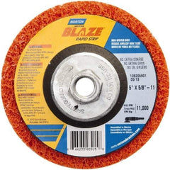 Norton - 5" Extra Coarse Grade Aluminum Oxide Deburring Disc - 5/8" Center Hole, Arbor Connection - Apex Tool & Supply