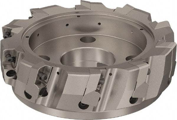 Seco - 10 Inserts, 200mm Cut Diam, 60mm Arbor Diam, 25mm Max Depth of Cut, Indexable Square-Shoulder Face Mill - 90° Lead Angle, 63mm High, ABEX 26.. Insert Compatibility, Through Coolant, Series R220.96 - Apex Tool & Supply