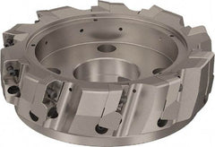 Seco - 10 Inserts, 200mm Cut Diam, 60mm Arbor Diam, 25mm Max Depth of Cut, Indexable Square-Shoulder Face Mill - 90° Lead Angle, 63mm High, ABEX 26.. Insert Compatibility, Through Coolant, Series R220.96 - Apex Tool & Supply