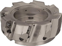 Seco - 8 Inserts, 160mm Cut Diam, 40mm Arbor Diam, 25mm Max Depth of Cut, Indexable Square-Shoulder Face Mill - 90° Lead Angle, 63mm High, ABEX 26.. Insert Compatibility, Through Coolant, Series R220.96 - Apex Tool & Supply