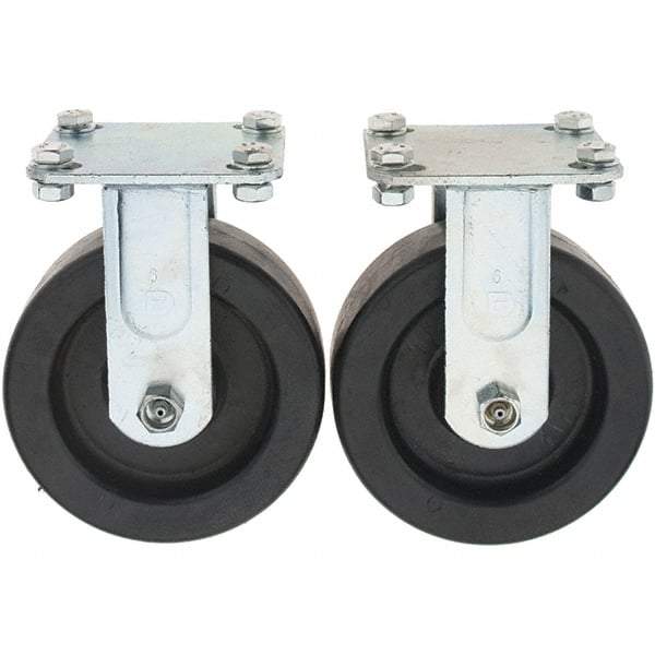 Value Collection - 6" Diam x 2" Wide x 7-39/64" OAH Top Plate Mount Rigid Caster - Polypropylene, 1,000 Lb Capacity, Sleeve Bearing, 3-7/8 x 4-1/2" Plate - Apex Tool & Supply