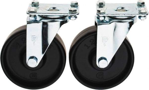 Value Collection - 5" Diam x 1-1/4" Wide x 6-15/64" OAH Top Plate Mount Swivel Caster - Polypropylene, 250 Lb Capacity, Sleeve Bearing, 2-1/2 x 3-3/4" Plate - Apex Tool & Supply
