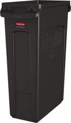 Rubbermaid - 23 Gal Brown Rectangle Trash Can - Polyethylene, None Graphic, 30" High x 22" Long x 11" Wide, Lid Not Included - Apex Tool & Supply