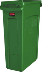Rubbermaid - 23 Gal Green Rectangle Trash Can - Polyethylene, None Graphic, 30" High x 22" Long x 11" Wide, Lid Not Included - Apex Tool & Supply