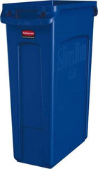Rubbermaid - 23 Gal Blue Rectangle Trash Can - Polyethylene, None Graphic, 30" High x 22" Long x 11" Wide, Lid Not Included - Apex Tool & Supply