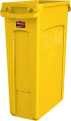 Rubbermaid - 23 Gal Yellow Rectangle Trash Can - Polyethylene, None Graphic, 30" High x 22" Long x 11" Wide, Lid Not Included - Apex Tool & Supply