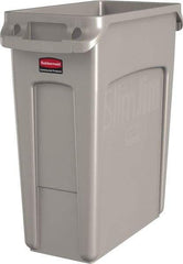Rubbermaid - 16 Gal Beige Rectangle Trash Can - Polyethylene, None Graphic, 25" High x 22" Long x 11" Wide, Lid Not Included - Apex Tool & Supply