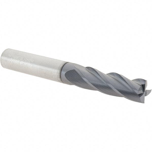 Kennametal - 3/8", 1-1/8" LOC, 3/8" Shank Diam, 3" OAL, 4 Flute, Solid Carbide Square End Mill - Single End, TiAlN Finish, Spiral Flute, 30° Helix, Centercutting, Right Hand Cut, Right Hand Flute - Apex Tool & Supply