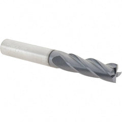 Kennametal - 3/8", 1-1/8" LOC, 3/8" Shank Diam, 3" OAL, 4 Flute, Solid Carbide Square End Mill - Single End, TiAlN Finish, Spiral Flute, 30° Helix, Centercutting, Right Hand Cut, Right Hand Flute - Apex Tool & Supply