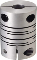 NBK - 6 to 6.35mm Bore, Clamp Style One Piece Slit Type Flexible Coupling - 20mm OD, 26mm OAL, Aluminum Alloy, Clamp Style - Apex Tool & Supply
