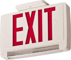 Lithonia Lighting - 1 Face, 2.32 Watt, White, Thermoplastic, LED, Illuminated Exit Sign - 120/277 VAC, Nickel Cadmium, Surface Mounted, Wall Mounted - Apex Tool & Supply