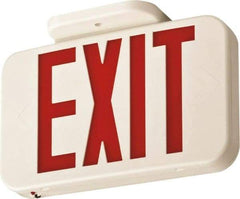 Lithonia Lighting - 1 Face, 0.8 Watt, White, Thermoplastic, LED, Illuminated Exit Sign - 120/277 VAC, Nickel Cadmium, Surface Mounted, Wall Mounted - Apex Tool & Supply